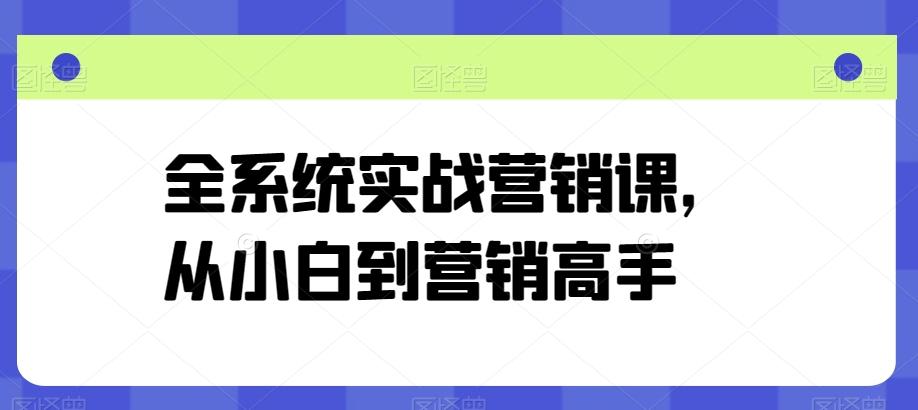 全系统实战营销课，从小白到营销高手-89网创