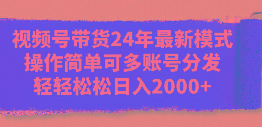 视频号带货24年最新模式，操作简单可多账号分发，轻轻松松日入2000+-89网创