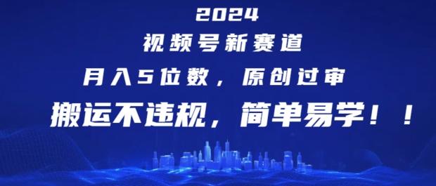 2024视频号新赛道，月入5位数+，原创过审，搬运不违规，简单易学【揭秘】-89网创