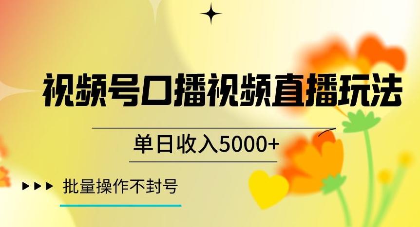 视频号囗播视频直播玩法，单日收入5000+，批量操作不封号【揭秘】-89网创