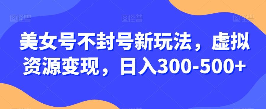 美女号不封号新玩法，虚拟资源变现，日入300-500+-89网创