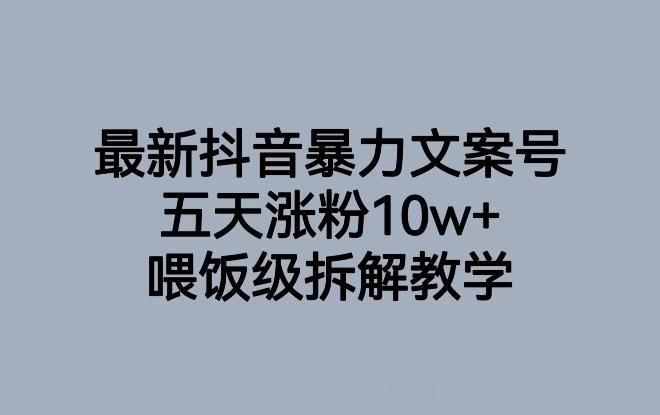 最新抖音暴力文案号，五天涨粉10w+，喂饭级拆解教学-89网创