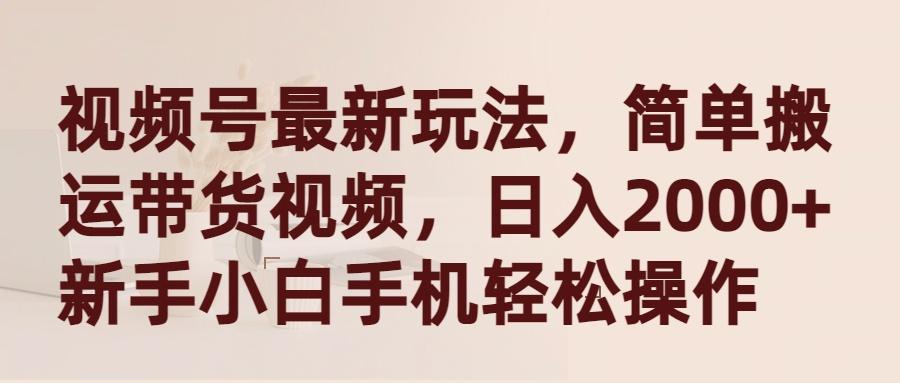 (9486期)视频号最新玩法，简单搬运带货视频，日入2000+，新手小白手机轻松操作-89网创