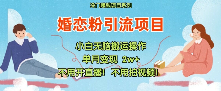 小红书婚恋粉引流，不用开直播，不用拍视频，不用做交付【揭秘】-89网创