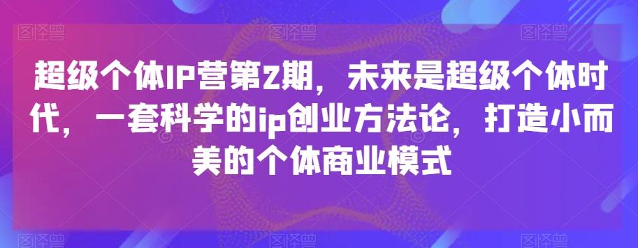 超级个体IP营第2期，未来是超级个体时代，一套科学的ip创业方法论，打造小而美的个体商业模式-89网创