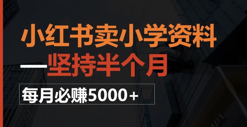 小红书卖小学资料，一坚持半个月，每月必赚5000+-89网创