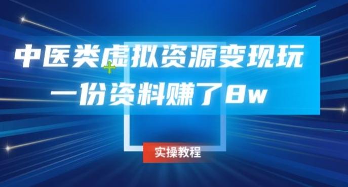 中医类虚拟资源变现玩法，一份资料赚了8w-89网创