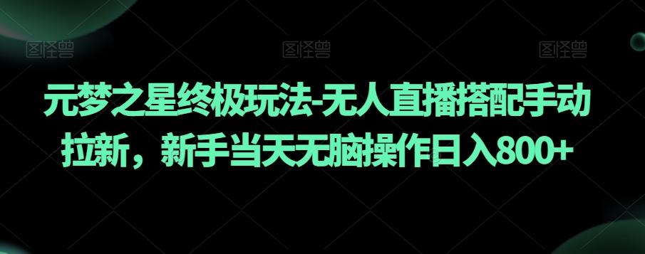元梦之星终极玩法-无人直播搭配手动拉新，新手当天无脑操作日入800+【揭秘】-89网创