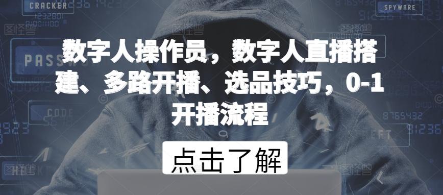 数字人操作员，数字人直播搭建、多路开播、选品技巧，0-1开播流程-89网创