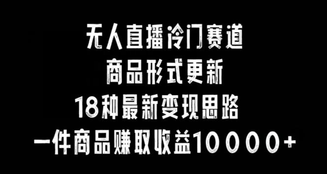 无人直播冷门赛道，商品形式更新，18种变现思路，一件商品赚取收益10000+【揭秘】-89网创