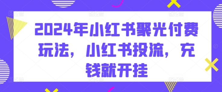 2024年小红书聚光付费玩法，小红书投流，充钱就开挂-89网创