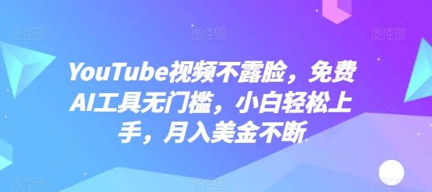 YouTube视频不露脸，免费AI工具无门槛，小白轻松上手，月入美金不断【揭秘】-89网创