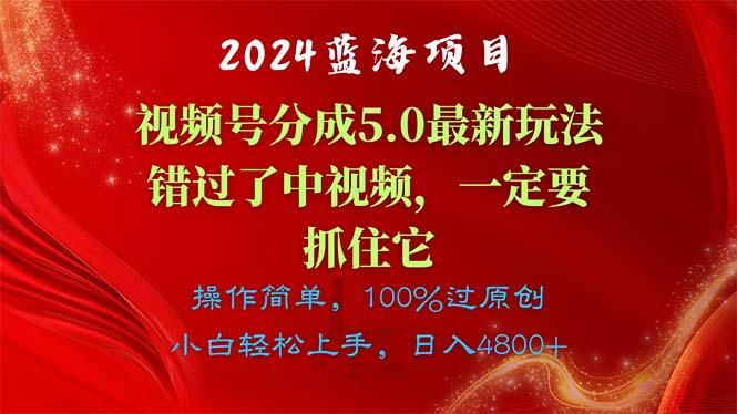 2024蓝海项目，视频号分成计划5.0最新玩法，错过了中视频，一定要抓住…-89网创