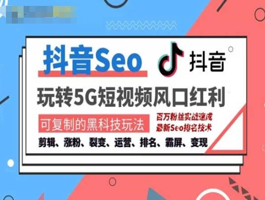 抖音SEO引流培训课程-抓住抖音风口，实现搜索排名，获取精准流量，快速成交变现-89网创