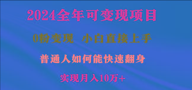 2024全年可变现项目，一天收益至少2000+，小白上手快，普通人就要利用互…-89网创