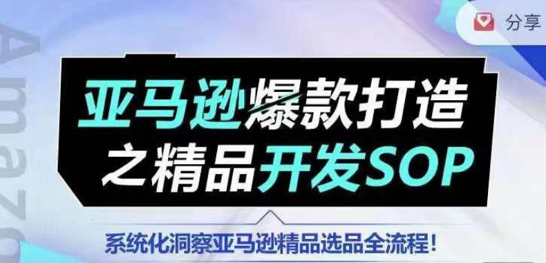【训练营】亚马逊爆款打造之精品开发SOP，系统化洞察亚马逊精品选品全流程-89网创