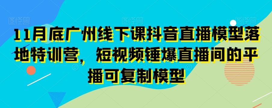 11月底广州线下课抖音直播模型落地特训营，短视频锤爆直播间的平播可复制模型-89网创