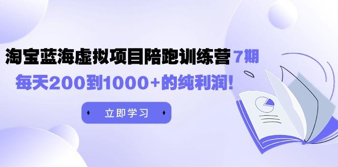 (9541期)黄岛主《淘宝蓝海虚拟项目陪跑训练营7期》每天200到1000+的纯利润-89网创