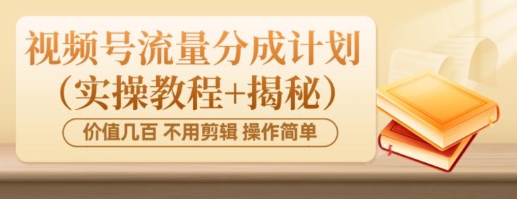 价值几百上千不用剪辑简单操作视频号流量分成计划（实操教程+揭秘）-89网创