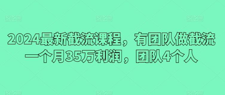 2024最新截流课程，有团队做截流一个月35万利润，团队4个人-89网创