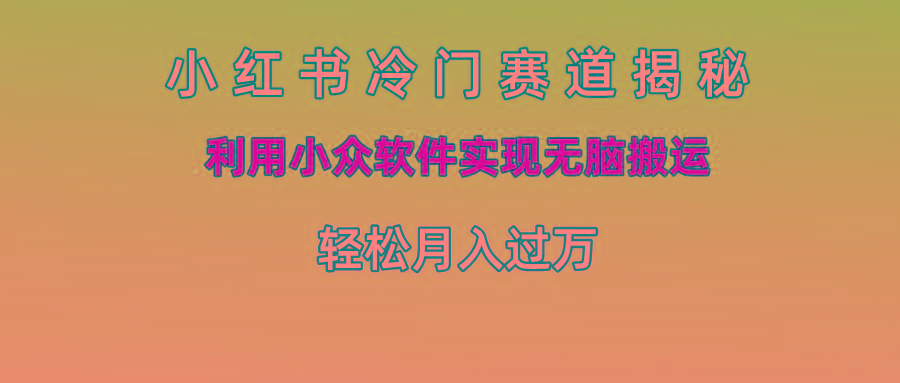 小红书冷门赛道揭秘,利用小众软件实现无脑搬运，轻松月入过万-89网创