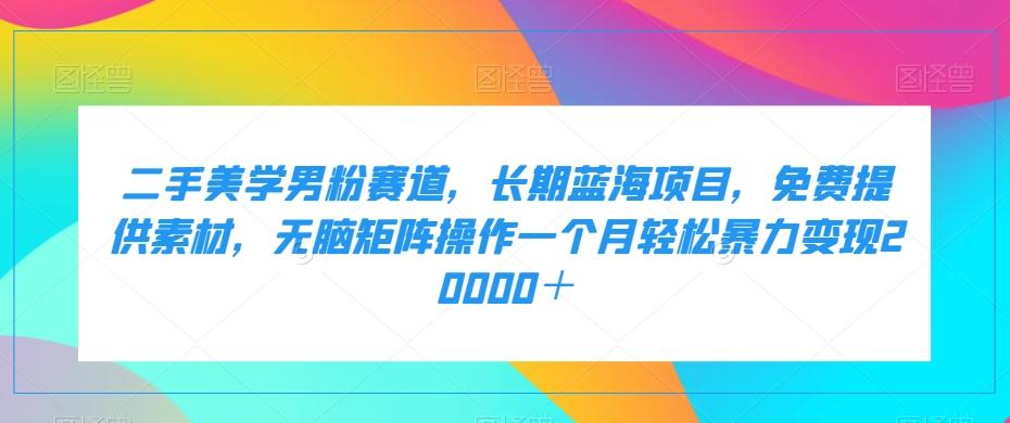 二手美学男粉赛道，长期蓝海项目，无脑矩阵操作一个月轻松暴力变现20000＋-89网创