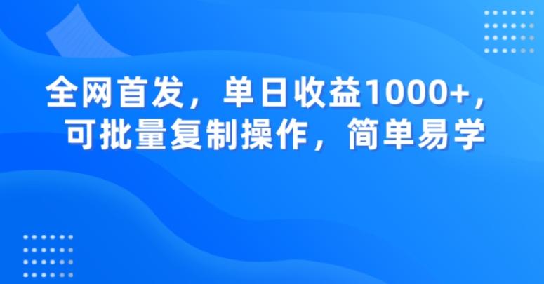 全网首发，单日收益1000+，可批量复制操作，简单易学【揭秘】-89网创