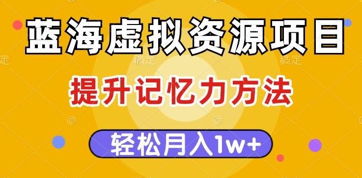 蓝海虚拟资源项目，提升记忆力方法，多种变现方式，轻松月入1w+【揭秘】-89网创