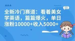 全新冷门赛道：看着美女学英语，篇篇爆火，单日涨粉10000+收入5000+-89网创