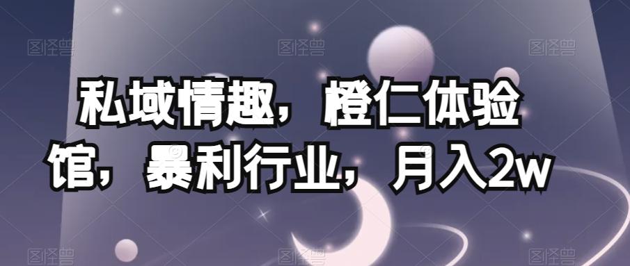 私域情趣，橙仁体验馆，暴利行业，月入2w【揭秘】-89网创