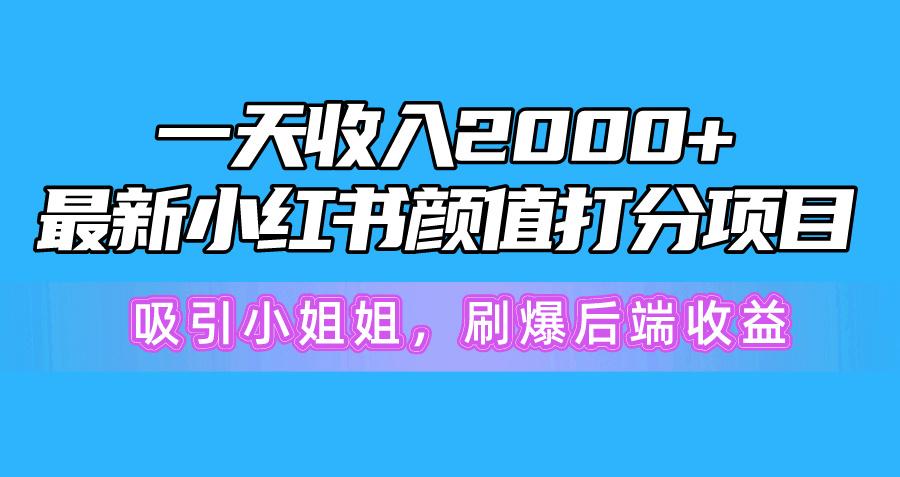 一天收入2000+，最新小红书颜值打分项目，吸引小姐姐，刷爆后端收益-89网创