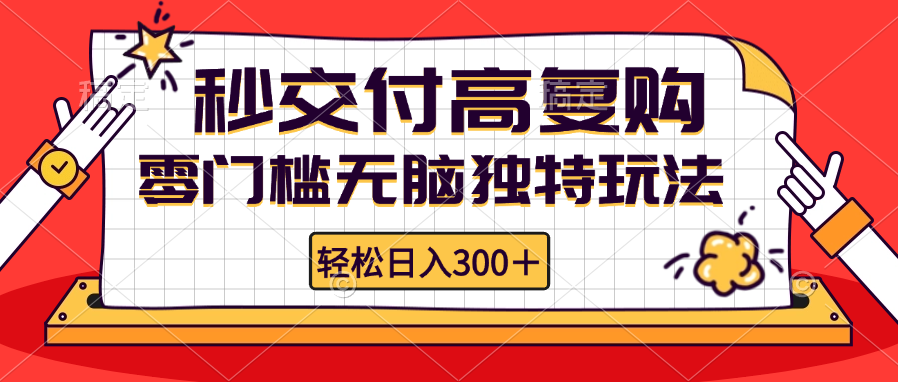 零门槛无脑独特玩法 轻松日入300+秒交付高复购   矩阵无上限-89网创