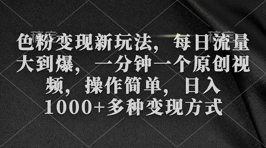 (9282期)色粉变现新玩法，每日流量大到爆，一分钟一个原创视频，操作简单，日入1…-89网创