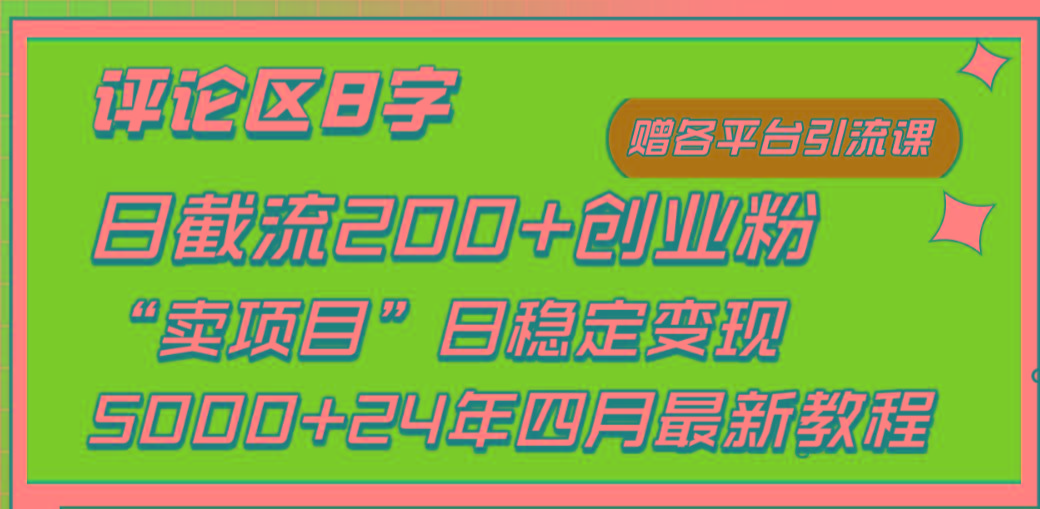 (9851期)评论区8字日载流200+创业粉  日稳定变现5000+24年四月最新教程！-89网创