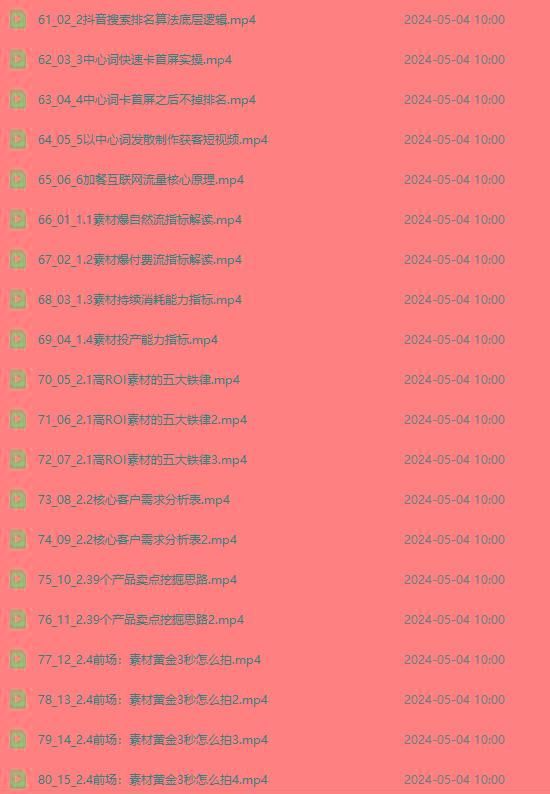 图片[4]-2024单品正价起号，直播素材投流选品：选品课+投流课+素材课+卡首屏/100节-89网创