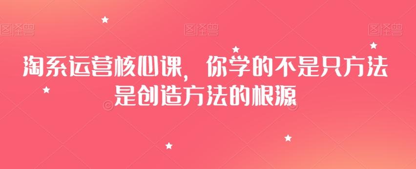 淘系运营核心课，你学的不是只方法是创造方法的根源-89网创
