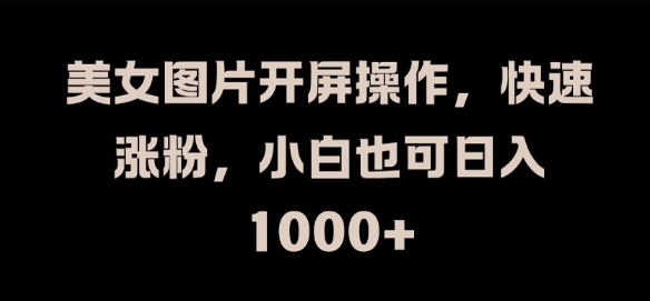 美女图片开屏操作，快速涨粉，小白也可日入1k【揭秘】-89网创