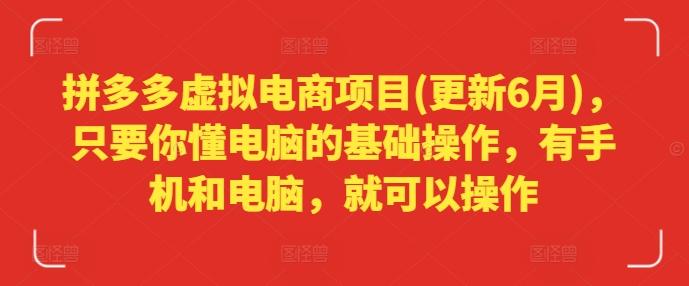 拼多多虚拟电商项目(更新6月)，只要你懂电脑的基础操作，有手机和电脑，就可以操作-89网创