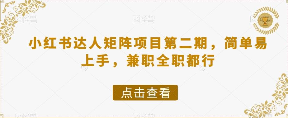 小红书达人矩阵项目第二期，简单易上手，兼职全职都行-89网创