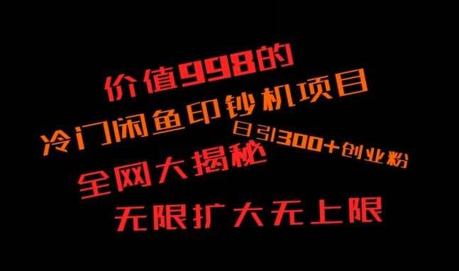 闲鱼流量印钞机项目大揭秘，日引300+创业粉，保姆级实操教程-89网创