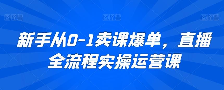 新手从0-1卖课爆单，直播全流程实操运营课-89网创