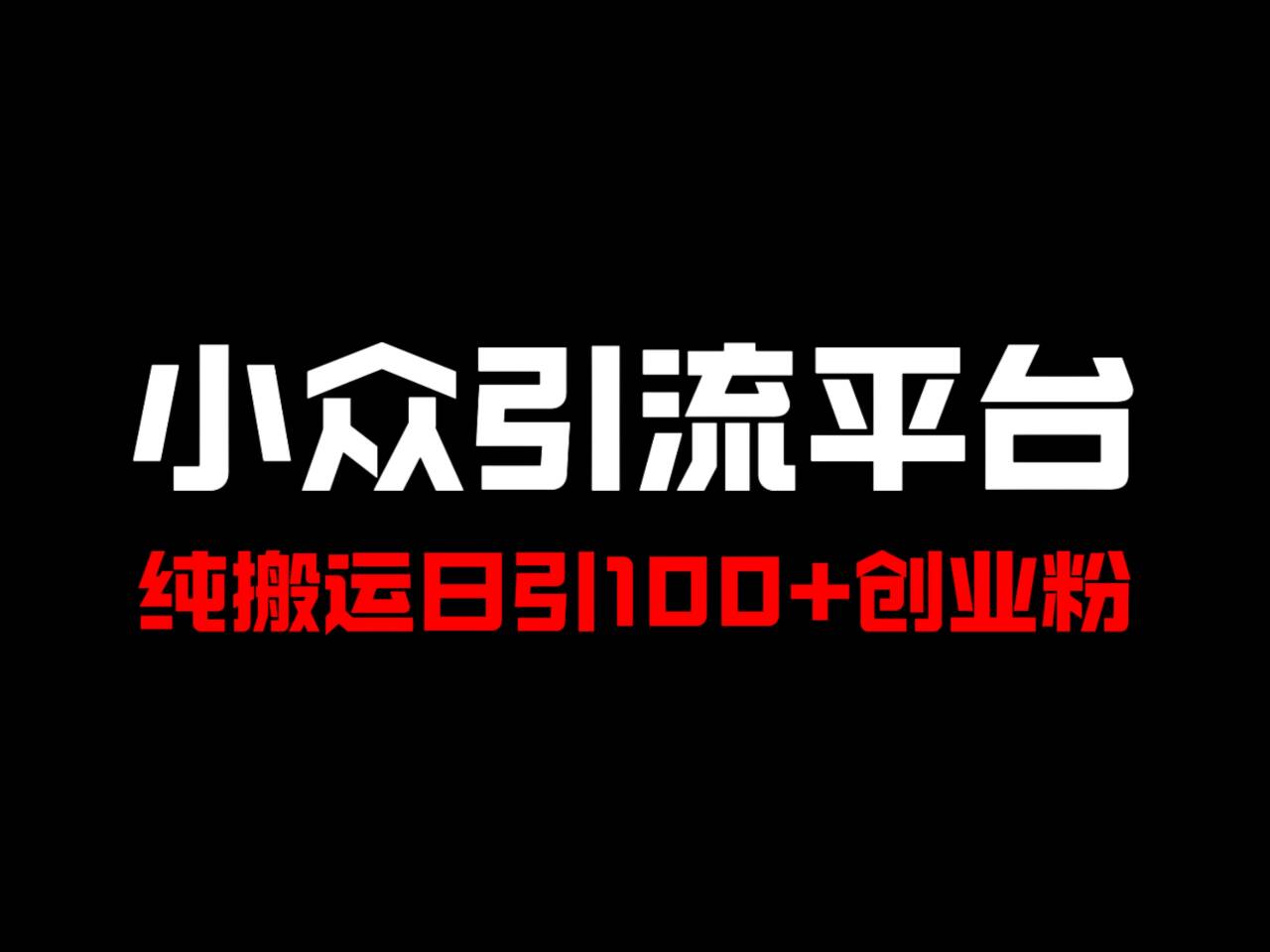 冷门引流平台，纯搬运日引100+高质量年轻创业粉！-89网创