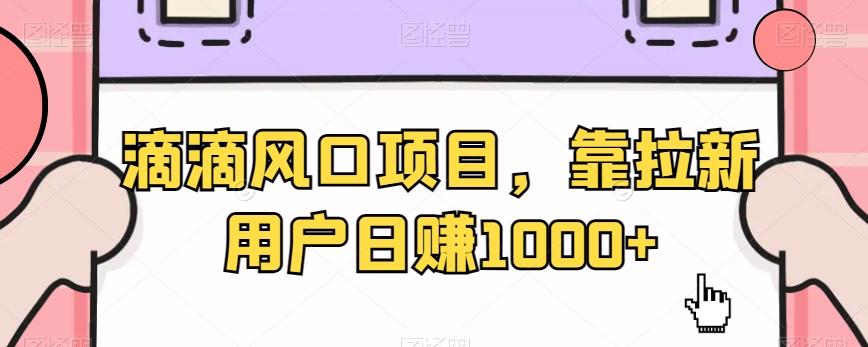 滴滴风口项目，靠拉新用户日赚1000+-89网创