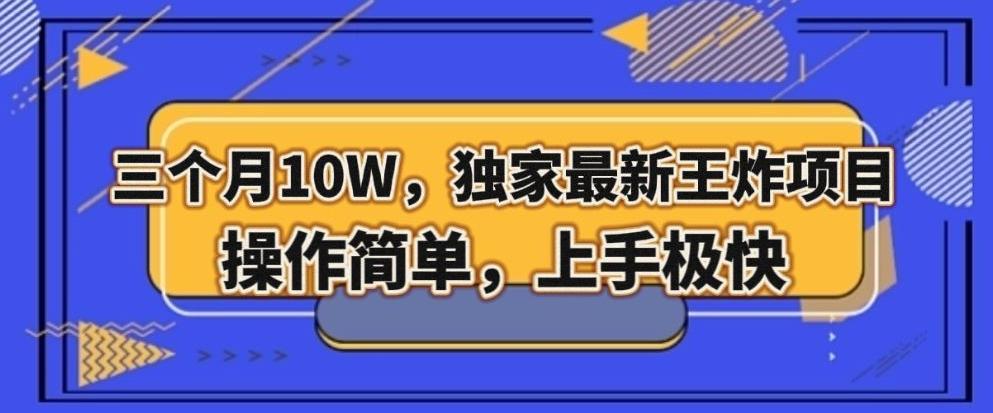 三个月10W，独家最新王炸项目！操作简单，上手极快【揭秘】-89网创