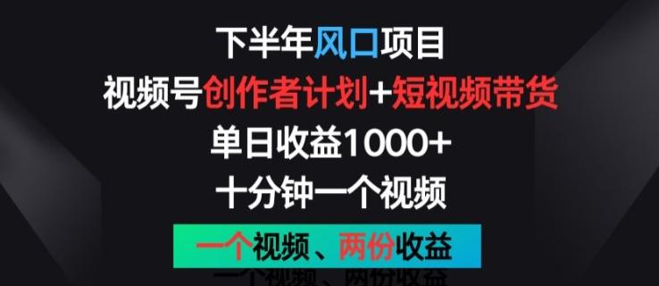 下半年风口项目，视频号创作者计划+视频带货，一个视频两份收益，十分钟一个视频【揭秘】-89网创