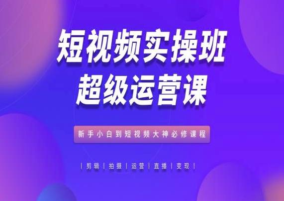 短视频实操班超级运营课，新手小白到短视频大神必修课程-89网创