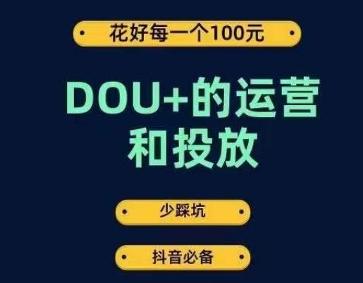 DOU+的运营和投放，花1条DOU+的钱，成为DOU+的投放高手，少走弯路不采坑-89网创