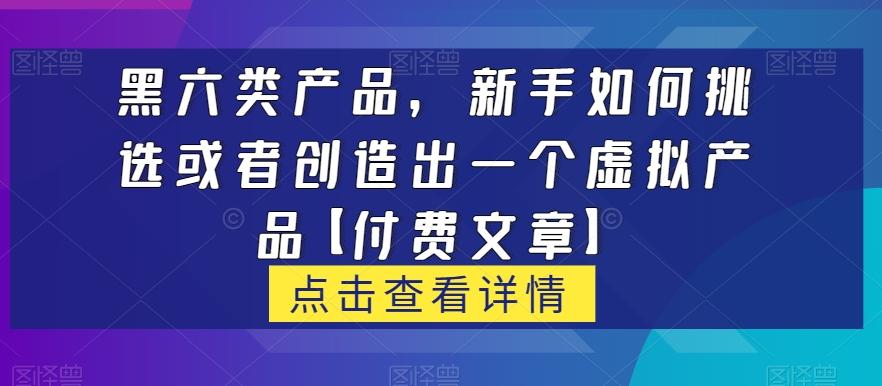 黑六类虚拟产品，新手如何挑选或者创造出一个虚拟产品【付费文章】-89网创