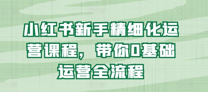 小红书新手精细化运营课程，带你0基础运营全流程-89网创