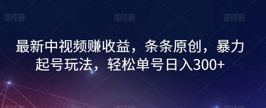 最新中视频赚收益，条条原创，暴力起号玩法，轻松单号日入300+【揭秘】-89网创